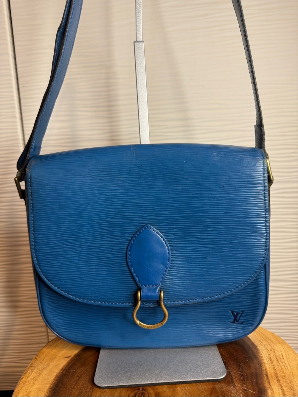 Louis Vuitton Toledo Blue-Epi Saint Cloud Leather Crossbody Saddle Bag- Vintage